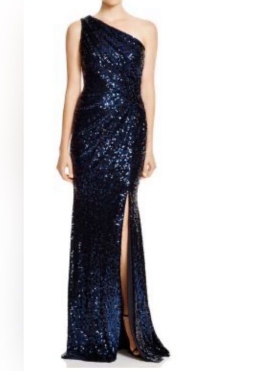 Lauren Ralph Lauren Dresses & Skirts - Lauren Ralph Lauren evening One-Shoulder Navy Sequin Evening Gown with Side Slit